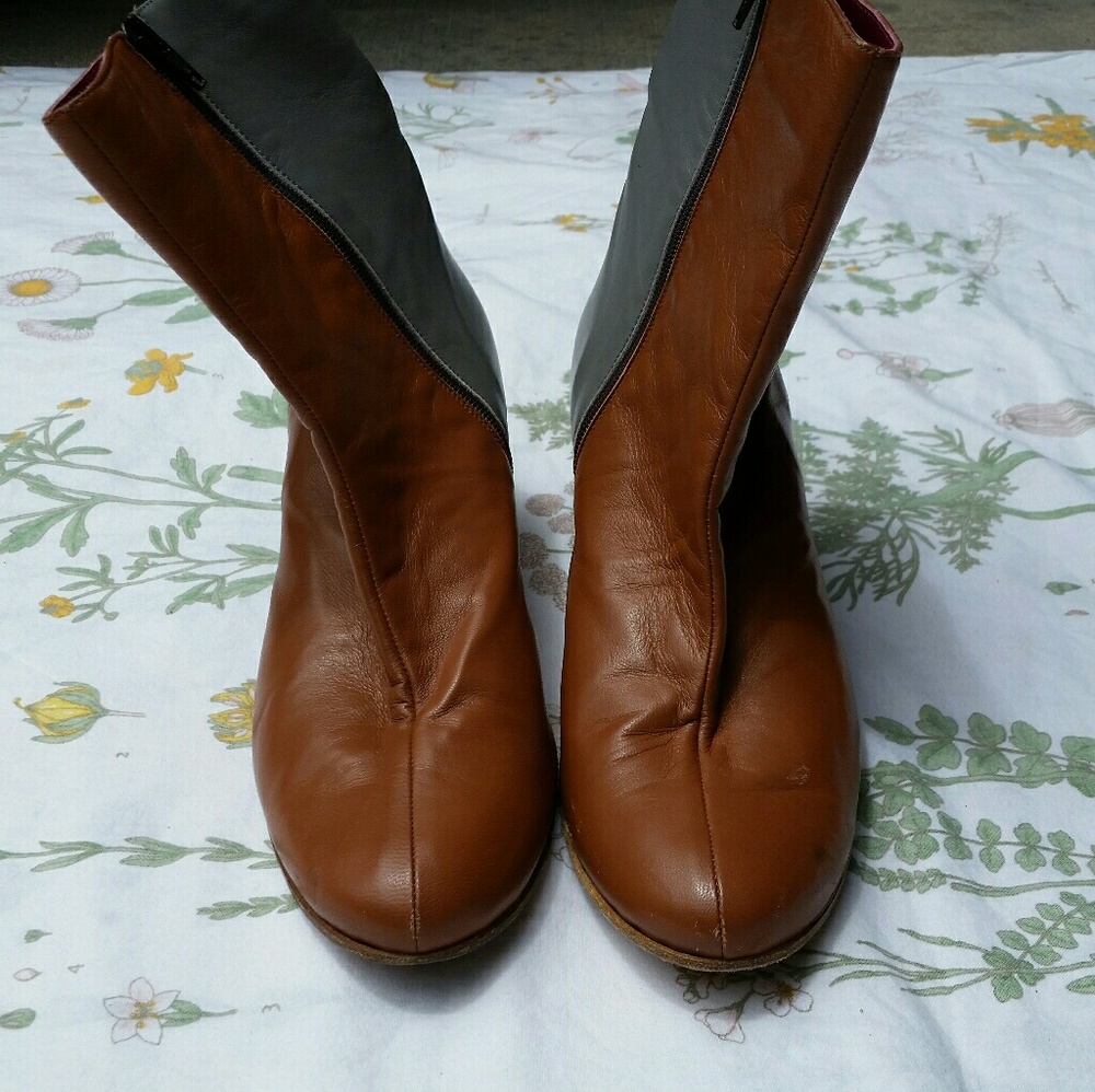 Missoni Brown and Grey Leather Booties